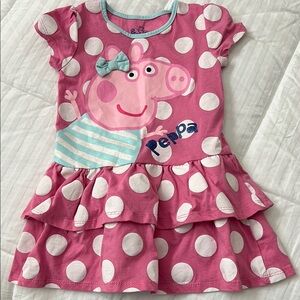 Peppa Pig toddler dress Pink and White polka dot Dress with Blue Accents
